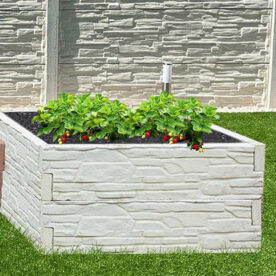 BetonX magaságyás elem kőmintás, fehér